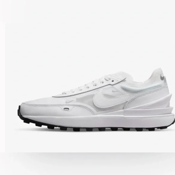 Nike waffle one white mesh sneakers activewear athleisure tennis shoes size 8 - Picture 2 of 10